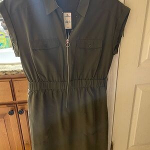 Express Olive Green Utility Dress